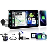 4G+64G Andriod Single Din 9-Inch Touchscreen Car Stereo with Wireless Carplay Android Auto, Car R...