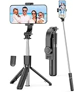 Portable Selfie Stick, 4 in 1 Extendable Phone Tripod Stand with Detachable Wireless Remote & Pho...