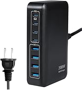 Haioulun GaN 200W 8-Port USB Fast Charging Station | PD 65W Laptop &amp; Multi-Device Adapter | Compa...