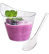 Tosnail 75 Pack 7 Ounce Clear Plastic Dessert Cups with 75 Pieces Clear Plastic Tasting Spoons