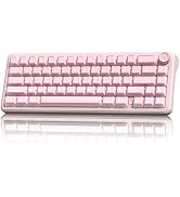 womier L65 60% Pink Mechanical Keyboard with Knob,4000mAh,Tri Mode USB-C/BT5.0/2.4G,RGB Backlit,H...