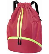 Hoedia Sports Drawstring Backpack - String Swim Gym Bag with Shoes Compartment and Wet Proof Pock...