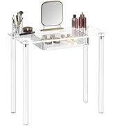 Eglaf Acrylic Makeup Vanity Desk - Clear Vanity Table with Drawer - Small Makeup Table Dressing T...