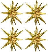 TONIFUL 4 Pcs 22inch 4D Huge Gold Star Balloons Explosion Star Mylar Foil Balloons for Party Supp...