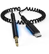 for Samsung A17 S25 Ultra Edge USB C to 3.5mm Audio Aux Jack Cable 4FT Coiled Type C to 3.5mm Hea...