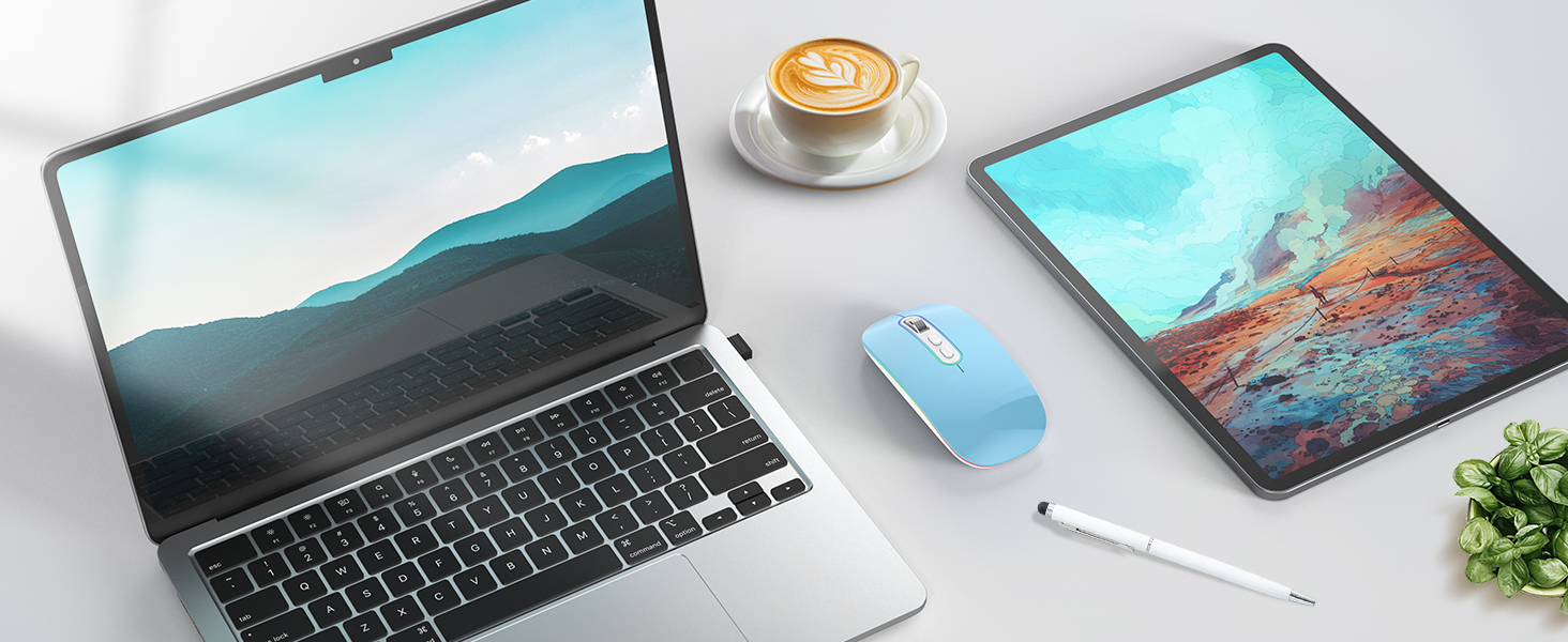 Wireless, Bluetooth, Rechargeable Mouse for Mac or iPad Surface,Noiseless Mouse with USB Receiver