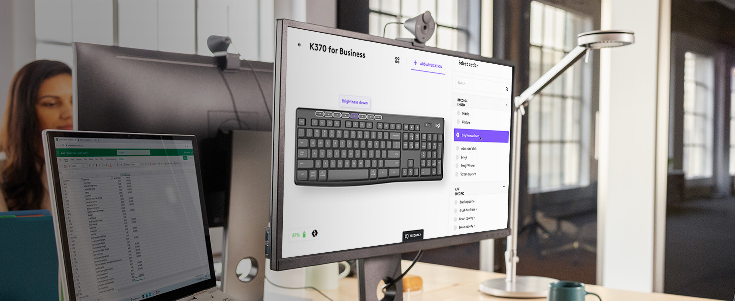 screenshot of logi options+ software for mk370 combo