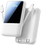 Aioneus Portable Charger, 22.5W 10000mah Fast Charge Power Bank with Built in Cables USB Battery ...