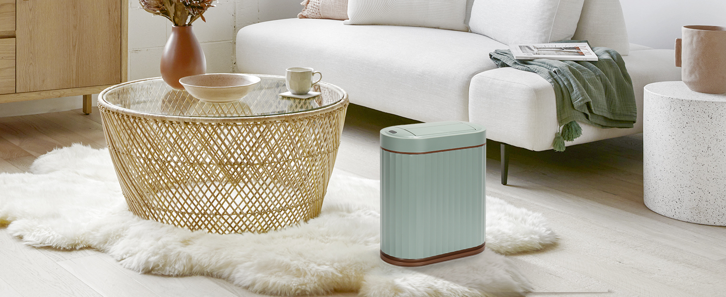 Green motion sensor smart trash can butterfly lid 8 living room