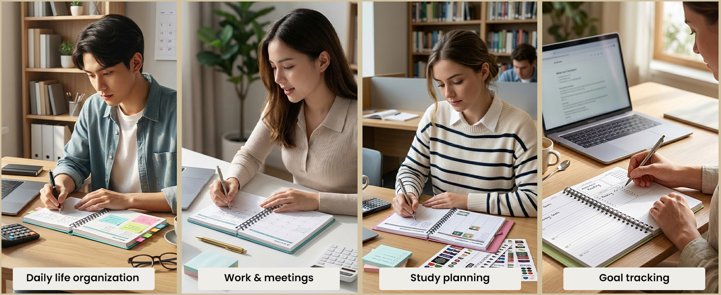 Undated Monthly and Weekly Planner - 12 Month Calendar Planner Notebook with Week Days