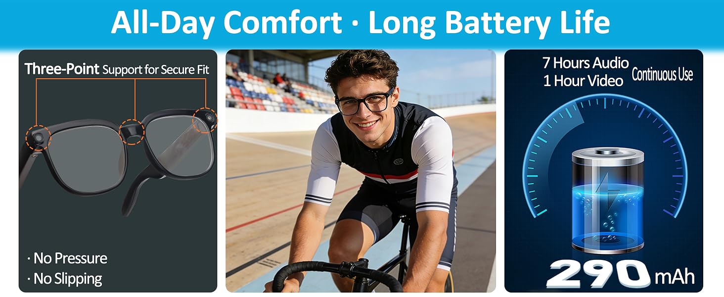 Ai Smart Glasses with Camera and Bluetooth - 4K HD Video Recording