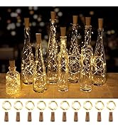 Brightown Wine Bottle Lights with Cork, 10 Pack 20 LED Waterproof Battery Operated Cork Lights, S...