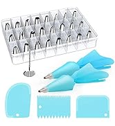 Kootek 32-Piece Piping Bags and Tips Set with 24 Icing Piping Tips, 2 Reusable Pastry Bags 12 Inc...