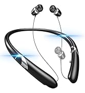 MOCANIO Retractable Wireless Earbuds Neckband, Bluetooth 5.3 Headphones with 18H Playtime, IPX5 S...
