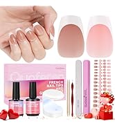 Quaferen French Gel Nail Tips: French Tip Press on Nails - Upgraded Silky Matte 240PCS Pink and B...