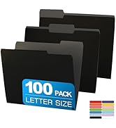 100 Packs Colored File Folders,Black File Folders,Two Tone Color File Folder 8.5 x 11 Inch,1/3 Cu...