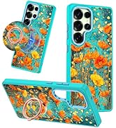 Meshine for Galaxy S25 Ultra Case,Compatible with MagSafe,360°Magnetic Ring Holder Rotation Stand...