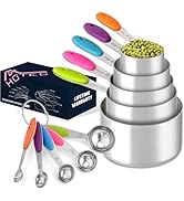 HOTEC 10pcs Stainless steel Measuring Spoon and Cups Set, Kitchen Baking, Cooking Measuring Spoon...