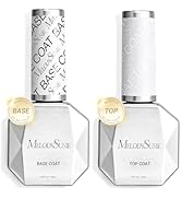 MelodySusie 2Pcs 15ml No Wipe Glossy Top Coat &amp; Base Coat Set Long Lasting Shine Finish Soak Off ...