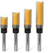FivePears 4 PCS Pattern Flush Trim Router Bit Set 1/4 Inch Shank, Top Bearing Flush Cut Trim Rout...