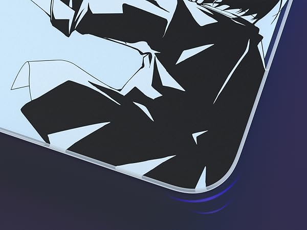 The rounded edges of the glass mouse pad provide a more comfortable feeling for the wrist and arm.
