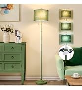 Leasgy Upgraded 2-Light Mid Century Green Floor Lamp for Living Room-63.5in | 3 Color Temp Indepe...