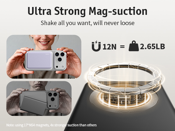 Ultra Strong Mag-suction; Shake all you want, will never loose