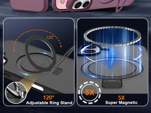 iPhone case with stand magsafe ring magnetic