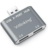 Vrllinking USB Hub, 2 Ports USB 2.0 Hub for Laptop, 2 Ports USB Splitter USB Expander for iMac Pr...