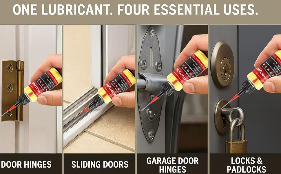 lubricant; door; spray; oil; silicone; lube; hinge; lock; garage; grease; sliding; graphite; track