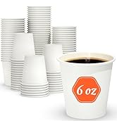 Dealusy 100 Count 6 oz Coffee Cups, Leak-Free Food Safe Paper Cups 6 oz, Disposable 6oz White Pap...