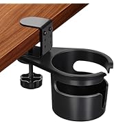 MYITYARD Desk Cup Holder Clamp, Anti-Spill Clip On Table Cup Holder, Rotatable Water Bottle Stand...