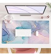 QIYI Large Mouse Pad, PU Leather Desk Mat for Desktop, Waterproof Gaming Desk Pad, Marble Full De...