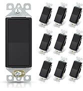 ELEGRP Matte Black Single Pole Decorator Light Switch, 15Amp, 120/277V, Decorative Paddle Rocker ...