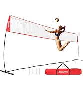 ZEALFEEL Volleyball Net, 12ft/20ft Volleyball Training Net for Backyard Height Adjustable, Portab...
