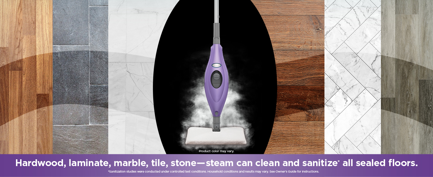 Hardwood, laminate, marble, tile, stone—steam can clean and sanitize* all sealed floors.