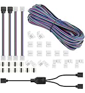 SUPERNIGHT 5050 2835 4 Pin 10mm LED Light Strip Connector, 1 to 2 Way Splitter Cable, 32.8ft/10M ...