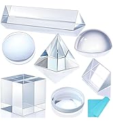 7 PCS K9 Optical Crystal Prism &amp; Lens Set, 50mm Cube/Pyramid/Dome/Right-Angle/150mm Equilateral P...