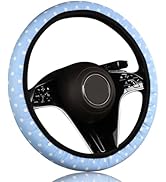 Cxtiy Cute Steering Wheel Cover - Girly Playful Polka Dots Design Thin & Lightweight Blue Car Acc...