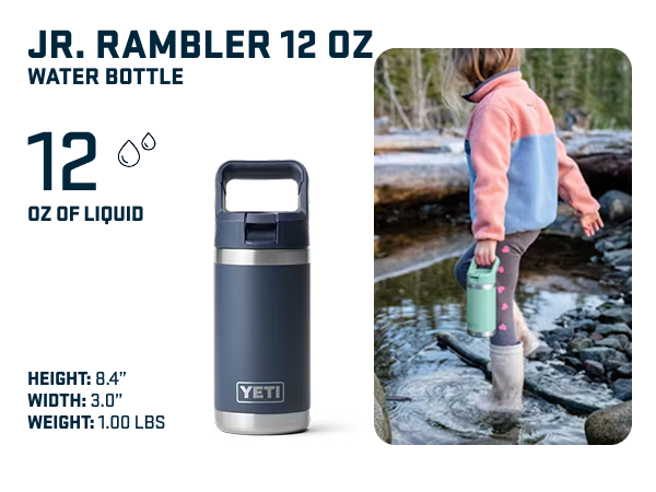yeti jr. rambler 12 oz bottle with flip straw cap