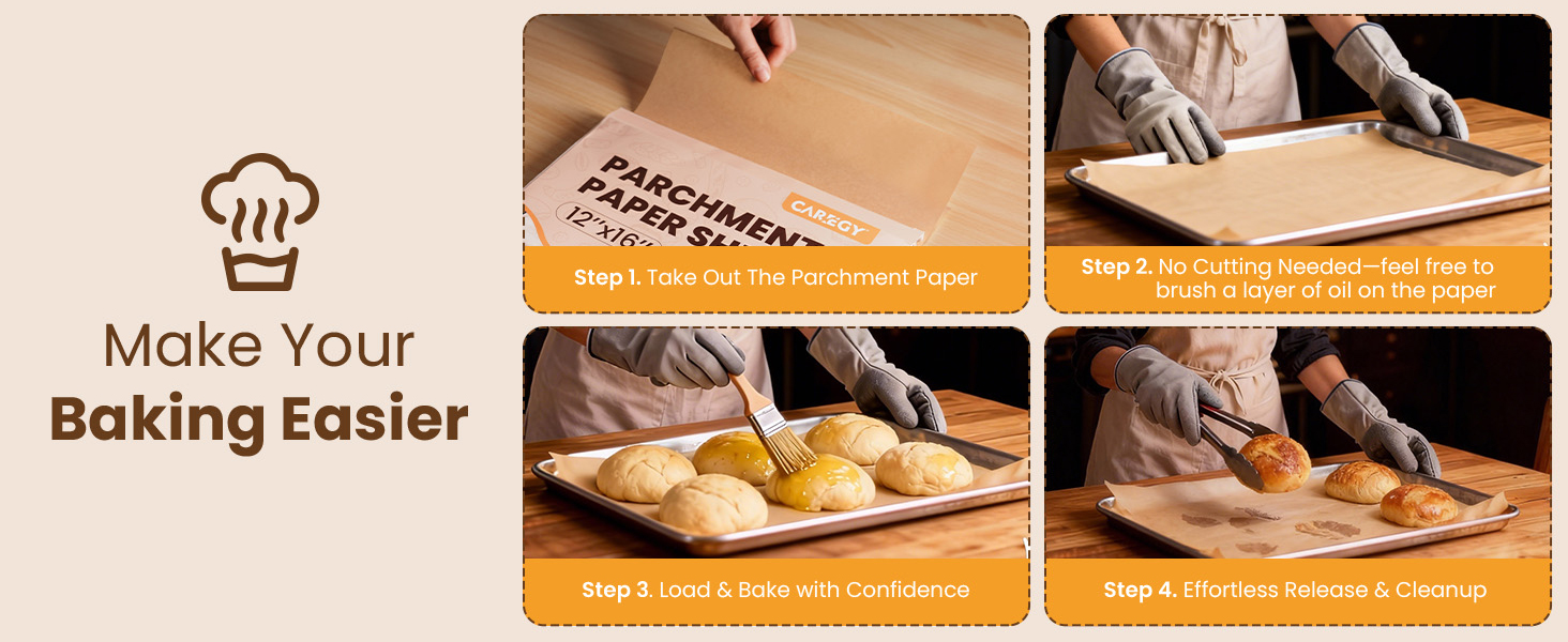 CAREGY Unbleached parchment paper for baking
