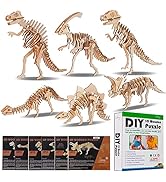 calary 3D Wooden Puzzle Simulation Animal Dinosaur Assembly DIY Model Toy for Kids and Adults,Set...