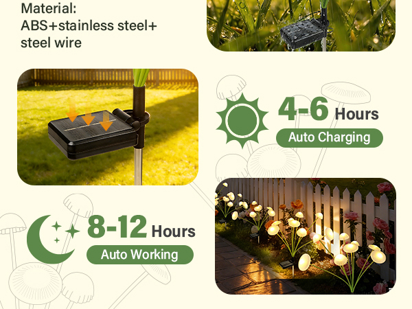 solar mushroom lights outdoor solar lights for yard decoration fairy garden lights