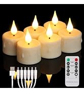 FREEPOWER Rechargeable Flameless Tea Lights with Remote Timer, Soft 3D Wick LED Tealights Candles...