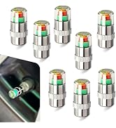 Foelony 8 PCS 2.4Bar 36PSI Tire Pressure Monitor Valve Stem Caps, 3 Color Eye Alert Car Tire Valv...