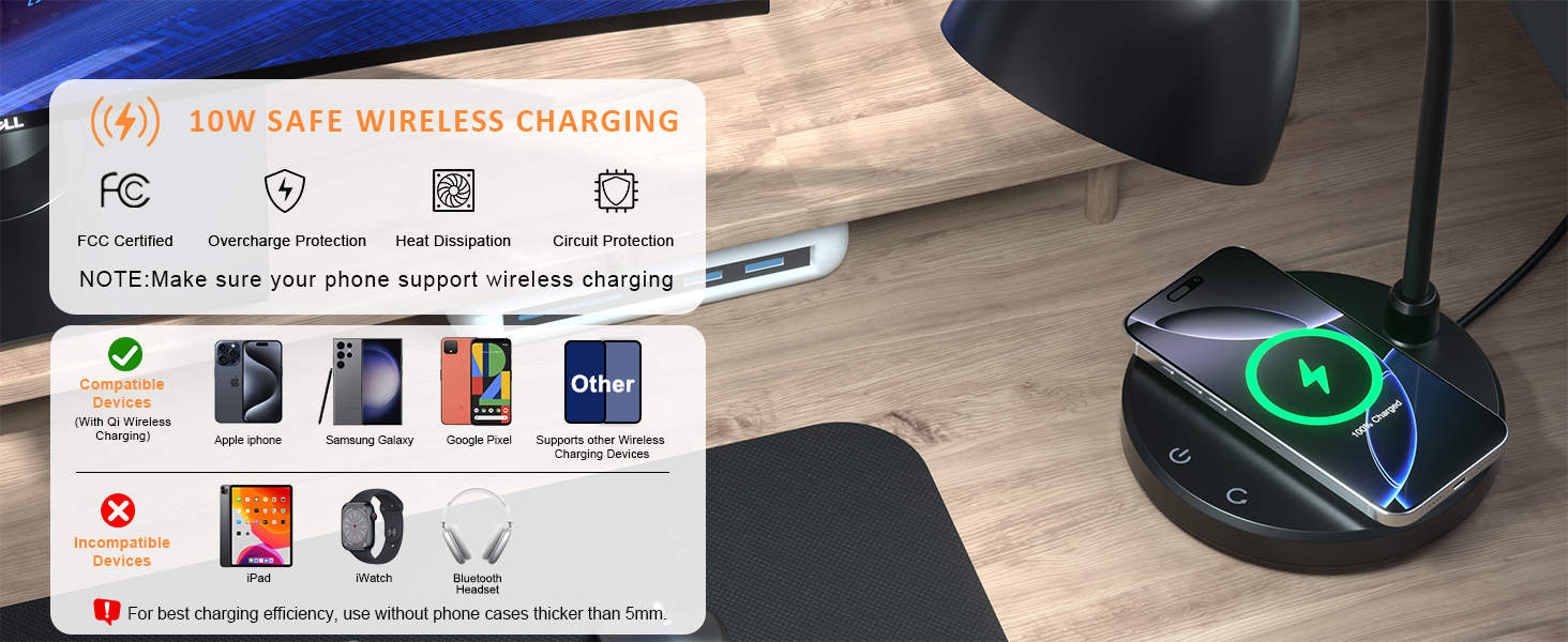 desk lamp with wireless charger