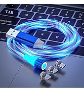 Opligevo 3 in 1 Magnetic Light Up Charging Cable 360 Rotating LED Phone Charger Multi Charging Ca...