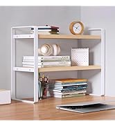 SIDIANBAN Desktop Organizer Shelf Office Storage Rack Computer Desk Bookshelf Adjustable Display ...