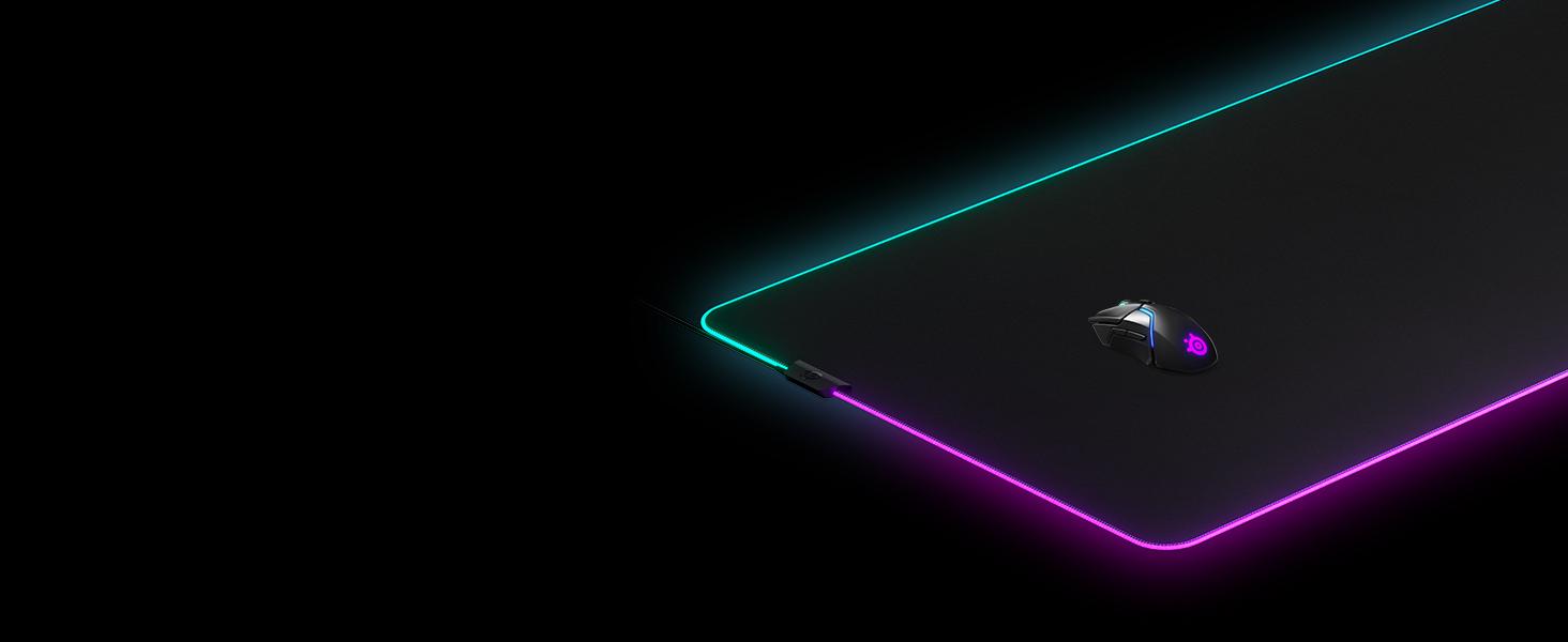 -SteelSeries QcK Prism mousepad with Rival 650 wireless mouse