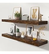 FLYJOE 48 Inch Floating Shelves | 12 Inch Deep Floating Shelves Set of 2 | 48" W x 12" D Rustic B...